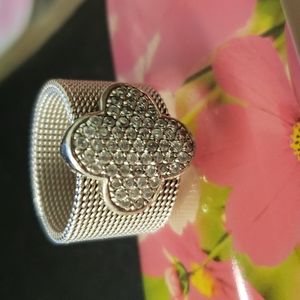 Sterling Silver Sz 7 CZ Clover Ring